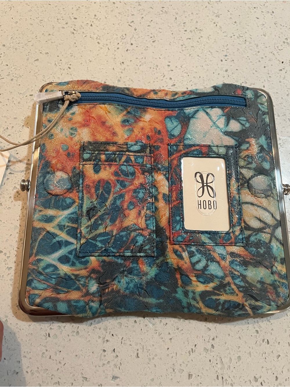 HOBO Teal Blue and Coral Frame Clutch, new with tags! - Picture 5 of 11